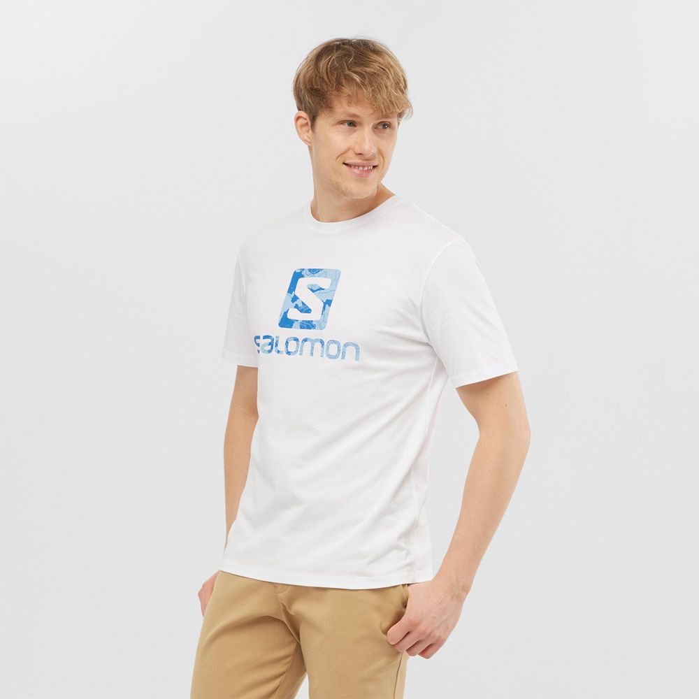 Salomon Singapore Mens T-shirts - OUTLIFE LOGO White | 83265-XRAB